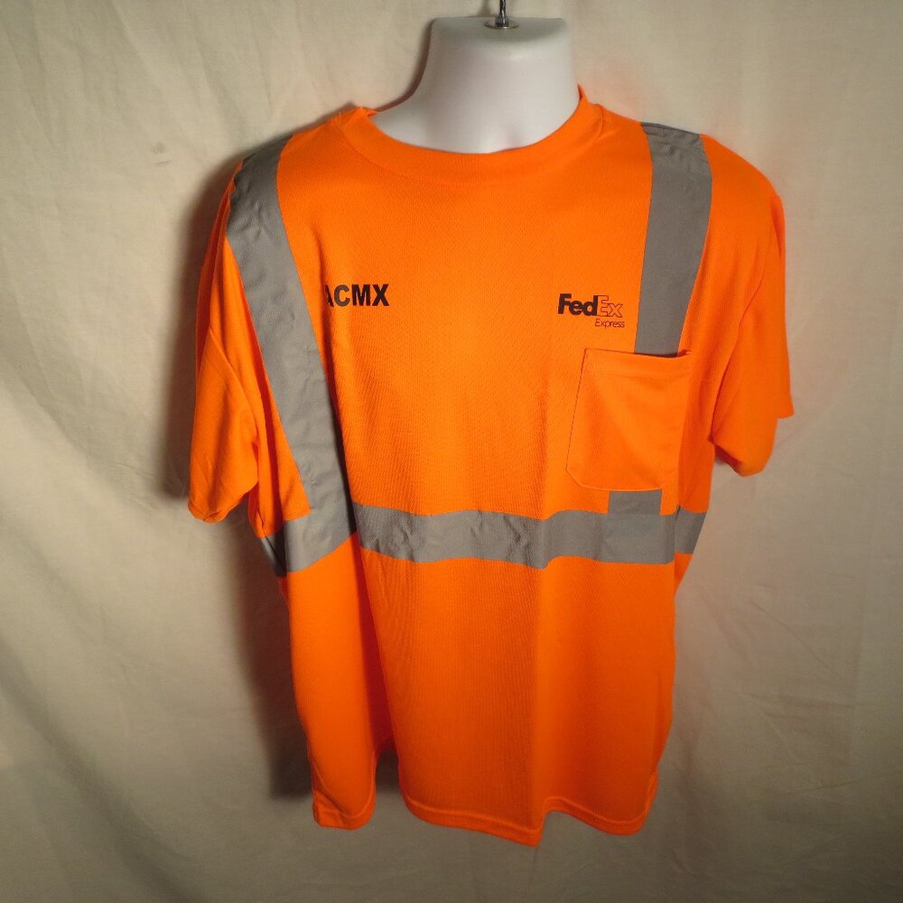 FedEx High Vis Orange Aircraft Maintenance S/S Shirt w/ Pocket  - Size: XXL- NWT